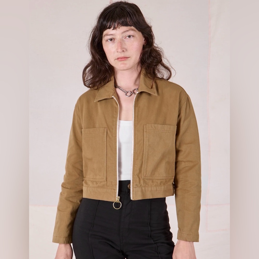 Big Bud Press Women's Tan Cropped Mechanic Jacket Small